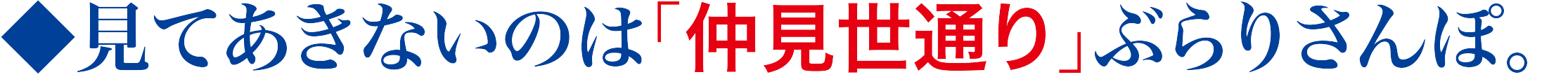 見てあきないのは｢仲見世通り｣ぶらりさんぽ。